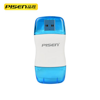 PISEN 品胜 USB2.0单盘符彩弧SD/TF二合一读卡器透明蓝