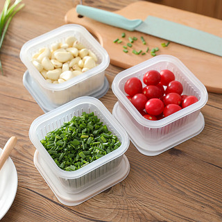 万事佳 冰箱收纳盒保鲜盒葱花水果蔬菜收纳盒厨房沥水篮零食品盒 白色方形